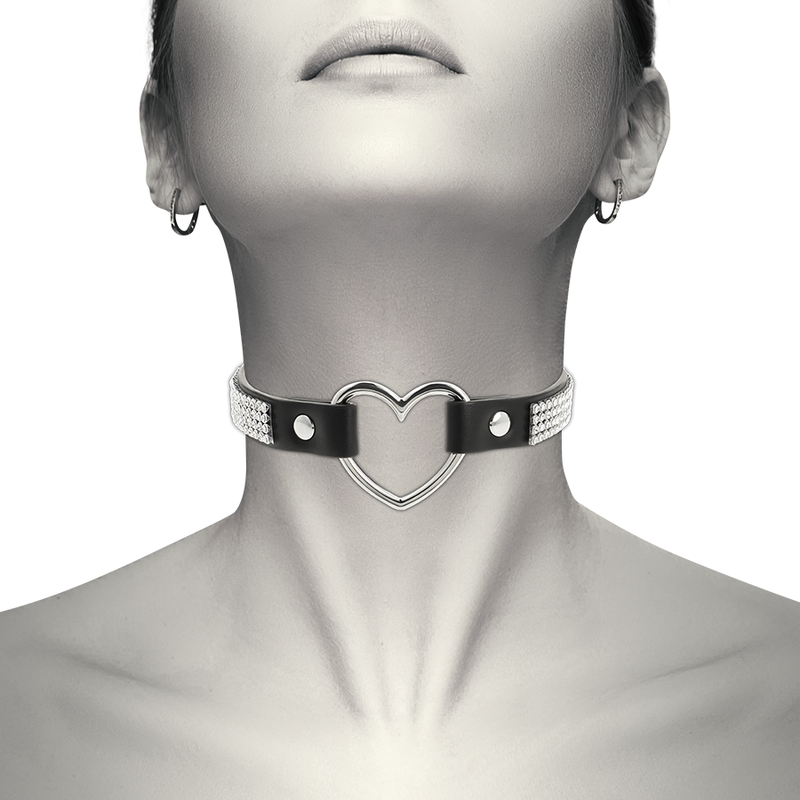 Collana Fetish Coquette Hand Crafted Choker Vegan Leather Heart