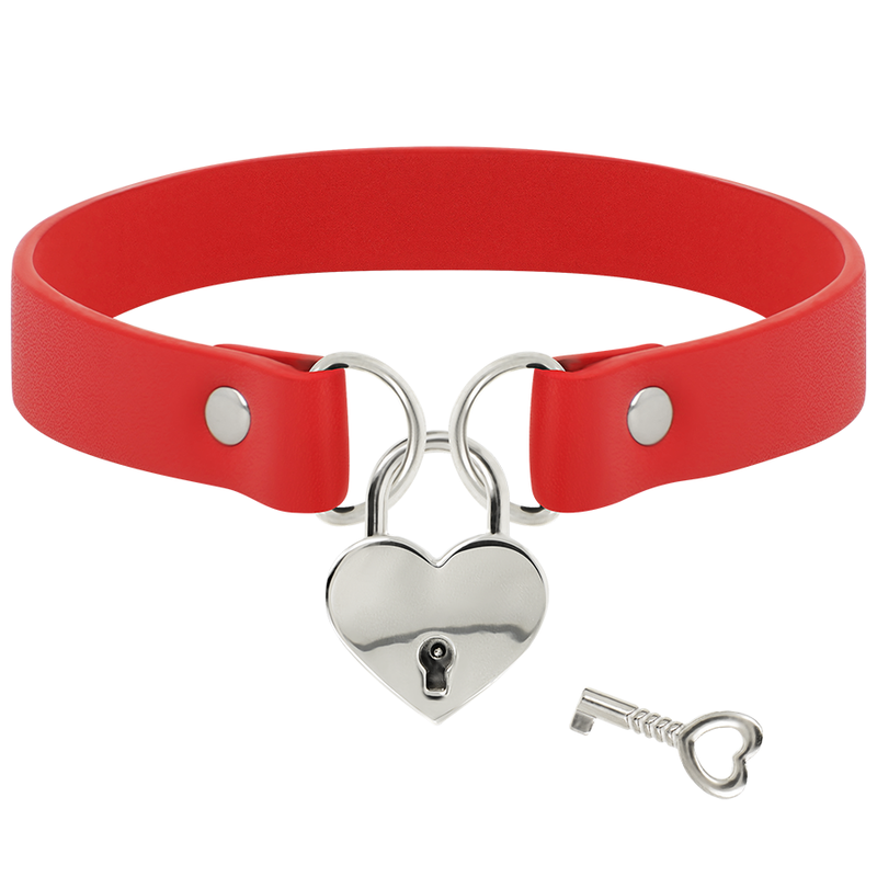 Collana Fetish Coquette Hand Crafted Choker Keys Heart colore rosso 2