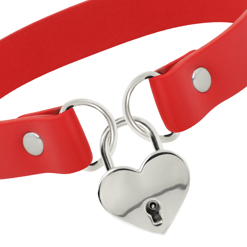 Collana Fetish Coquette Hand Crafted Choker Keys Heart colore rosso 3