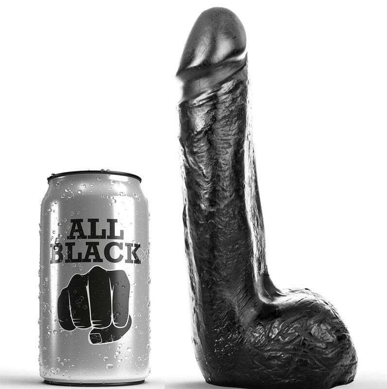 Dildo Realistico All Black colore Nero Liscio 20 cm