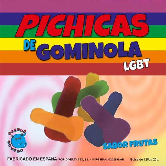 Caramelle Gommose alla Frutta a Forma di Pene Colori LGBT Diablo Picante
