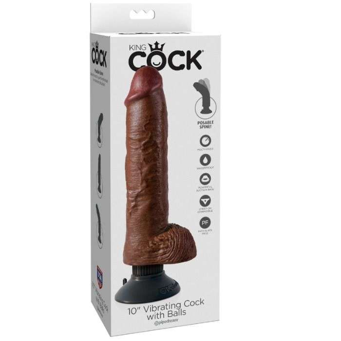 Dildo Vibratore King Cock Con Testicoli 25,5 Cm – Marrone