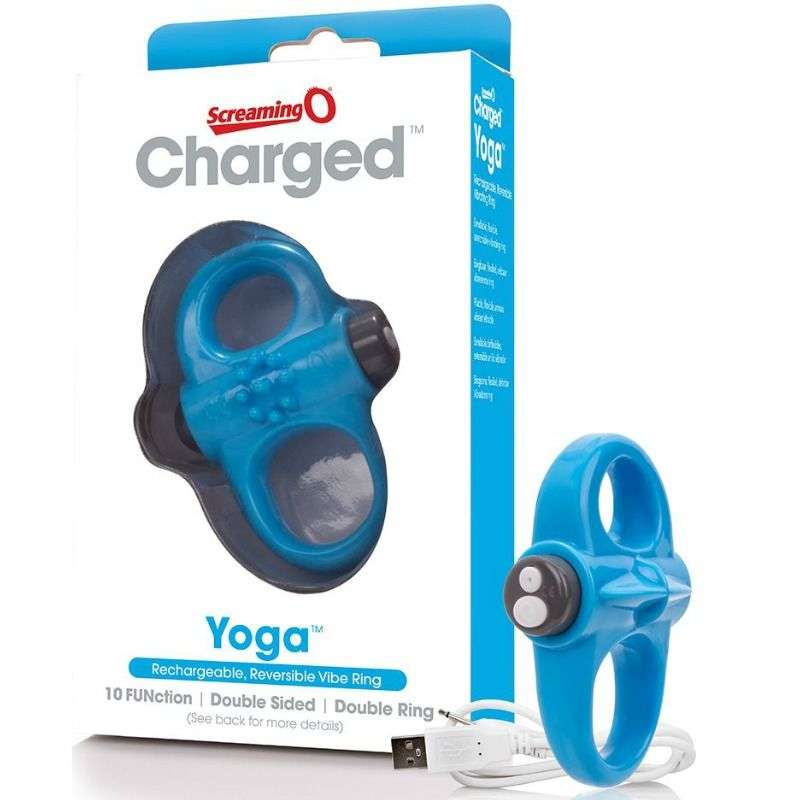 Anello Fallico Vibrante Yoga Blu Screaming o Ricaricabile 2