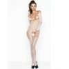 Catsuit Passion Woman BS031 con Ricami Floreali Bianco Taglia Unica