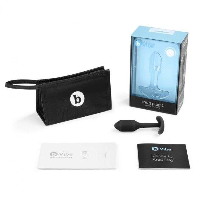 Buttplug B-Vibe Snug 1 in Silicone nero con custodia